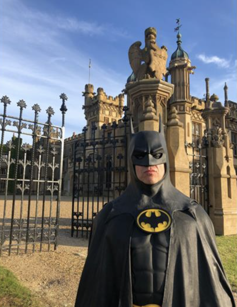 Knebworth House exterior with batman